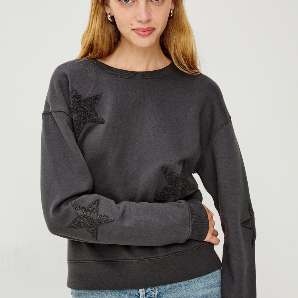 Rails Wash Black Sweatshirt with Star Accents